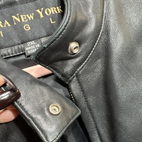 Vintage Y2K Zara Motorcycle Leather Jacket Black Womens Size 2XL Fits Smaller!! - Picture 9 of 15